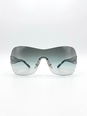 Versace Shield Sunglasses Teal Tortoise Medusa Logo - Rare Vintage Style